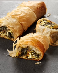 Chard and Goat Cheese Strudel with Indian Flavors