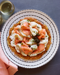 Crispy Potato Galette with Smoked Fish and Dill Crème