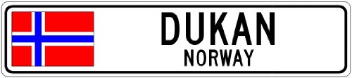 DUKAN, NORWAY - Norway Flag Aluminum City Sign - 9 x 36 Inches