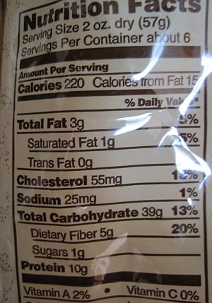 Whole Wheat Egg Noodles-Nutritional Facts