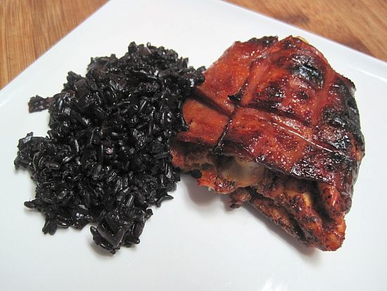 Sweet and Spicy Bacon Chicken with Black Rice