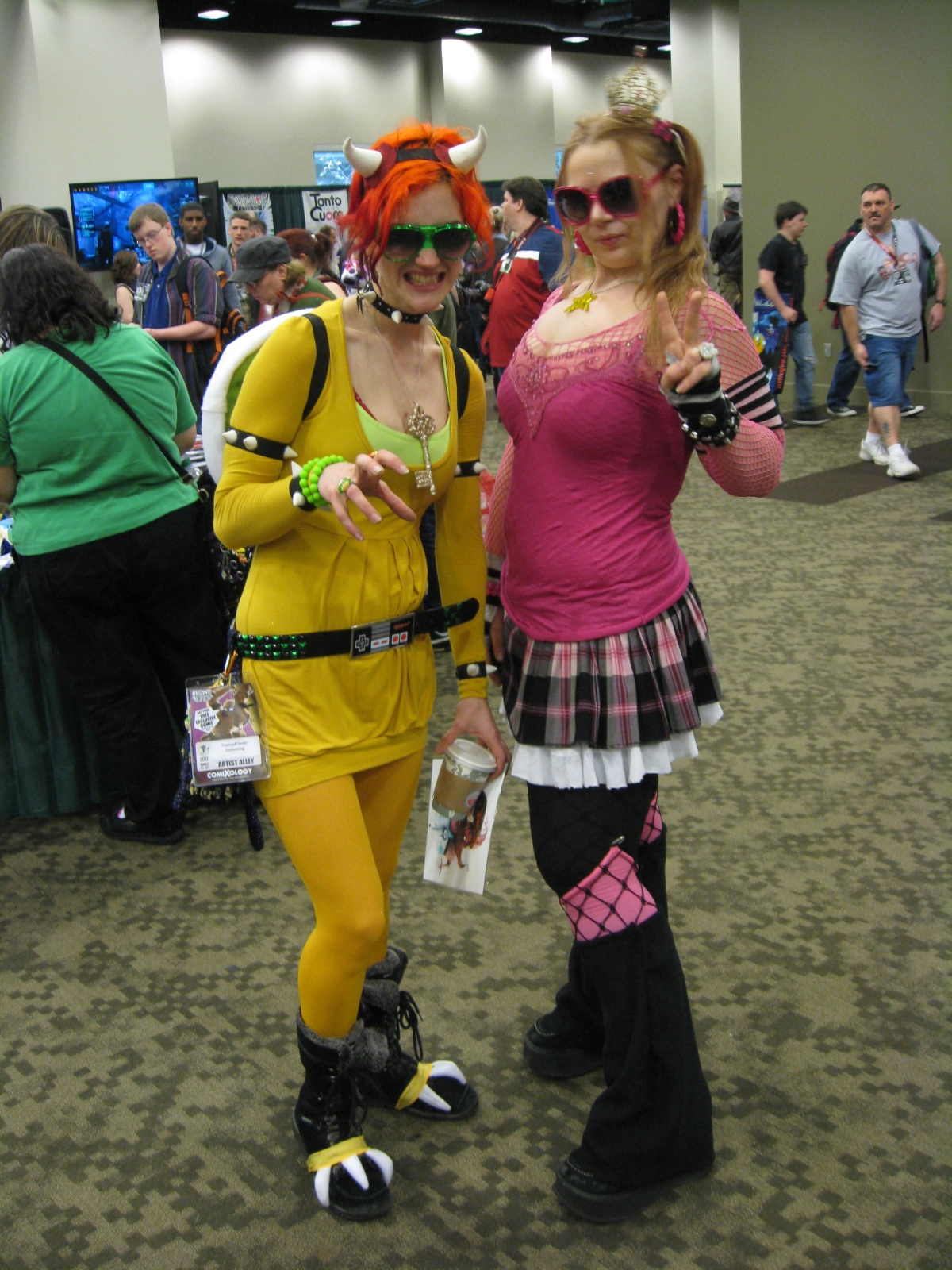 Punk Bowser and Peach